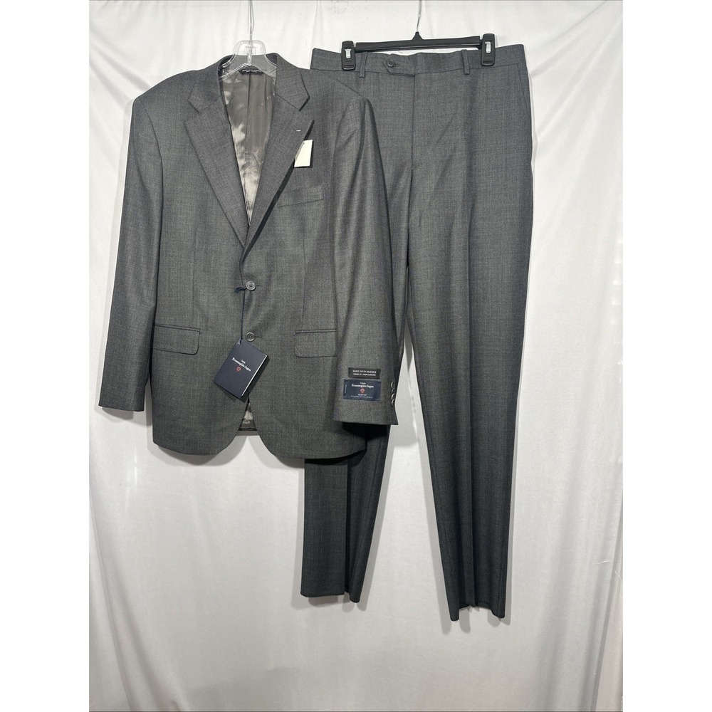 NWT Saks Fifth Avenue x Zegna [ 40R ] Wool Classic Suit Set in Black/Grey J2463